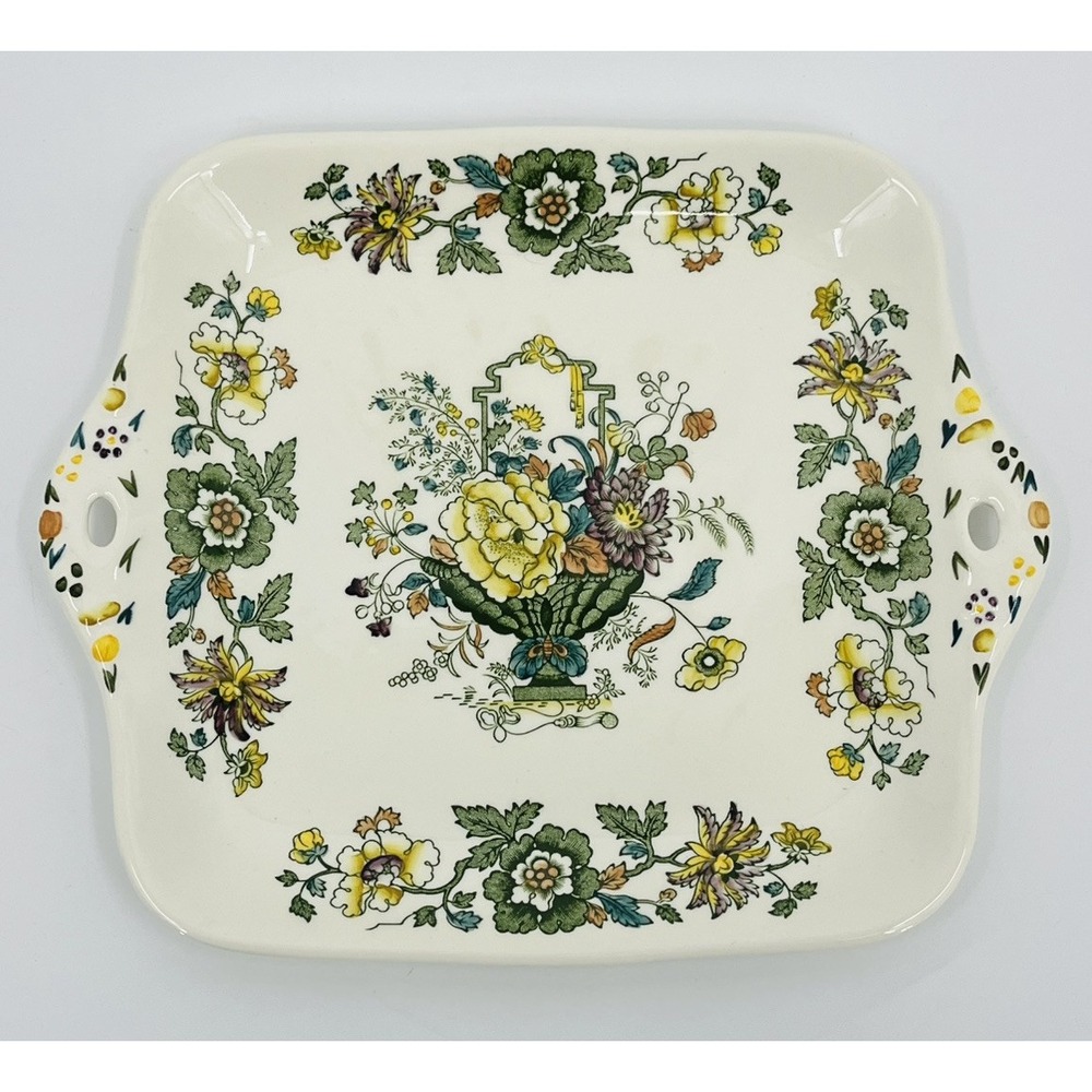 Mason's Ironstone Strathmore Square Cookie Cake Platter 9" x 9" England Floral